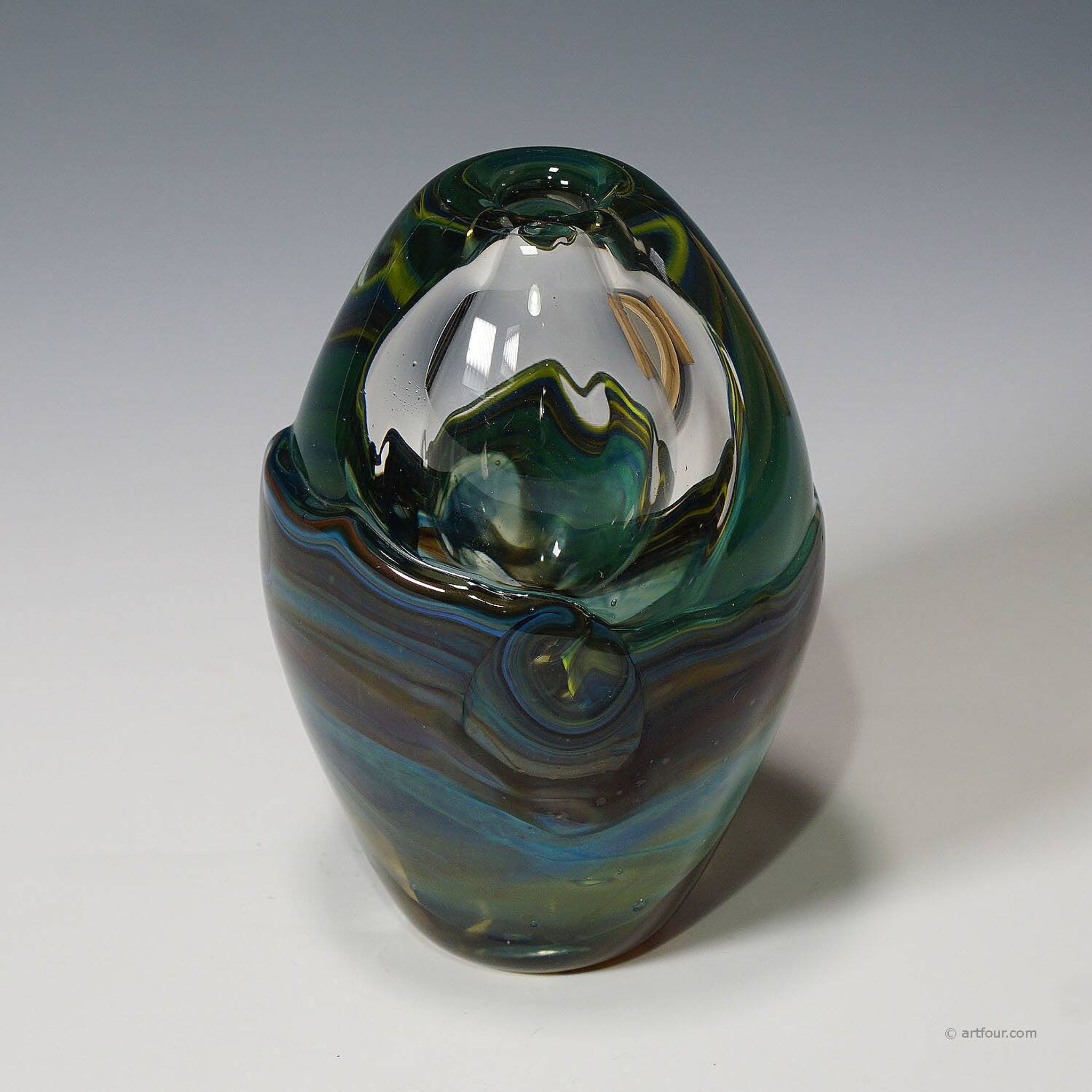 Vase en verre de studio conçu par l'artiste allemand Udo Edelmann, 1988