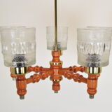 Mid-century Wood Chandelier by Instala Jilove u Decina,1960's
