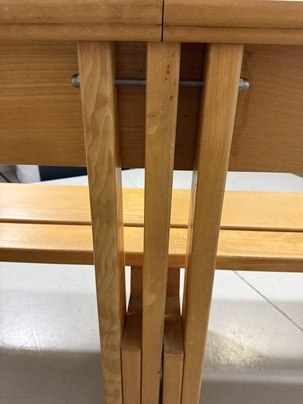 Banc XL en hêtre massif de style moderniste architectural, années 1960