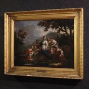 Antique Venetian painting from the 18th century, Moses saved from the water