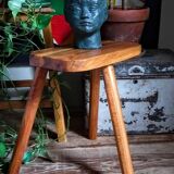 Solid wood tripod stool from the 50s