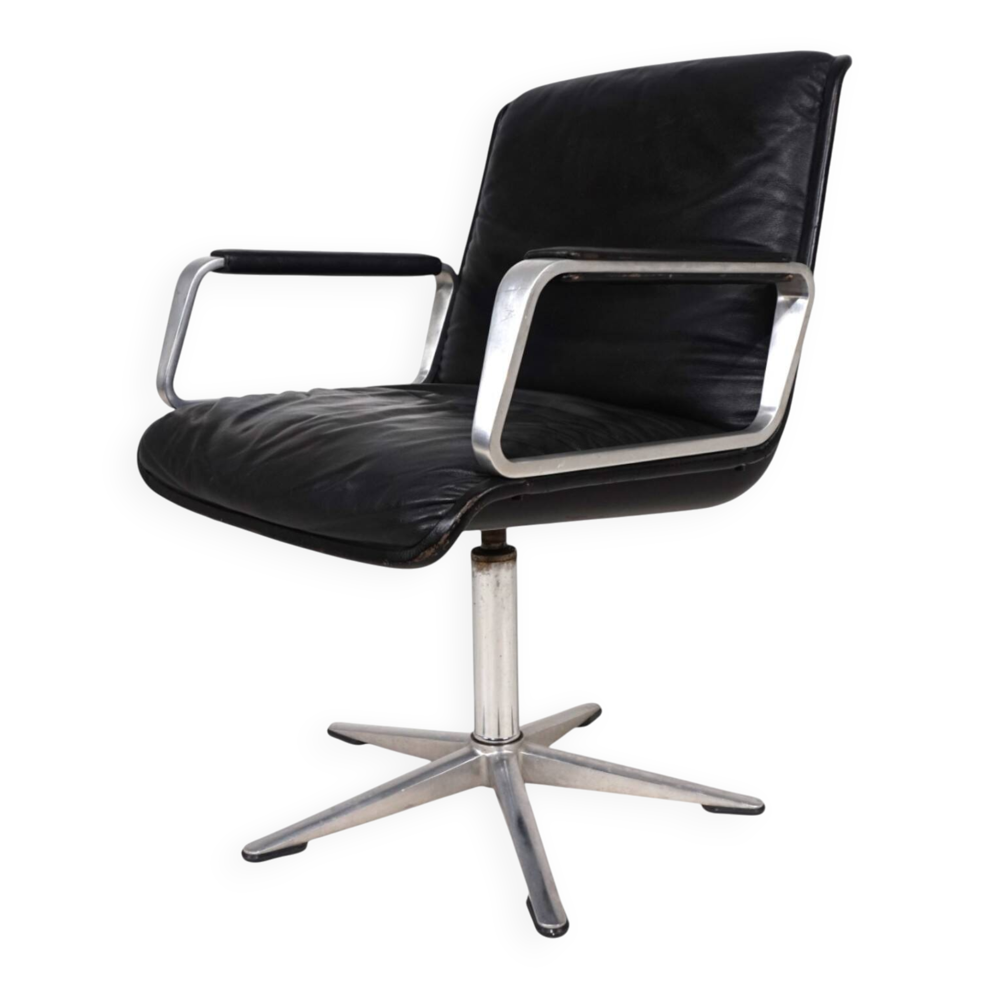 Swivel conference/dining chair in leather Wilkhahn Delta, by Delta Group, 1960