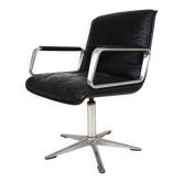 Wilkhahn Delta leather swivel conference/dining chair by Delta Group, 1960