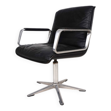 Swivel conference/dining chair in leather Wilkhahn Delta, by Delta Group, 1960