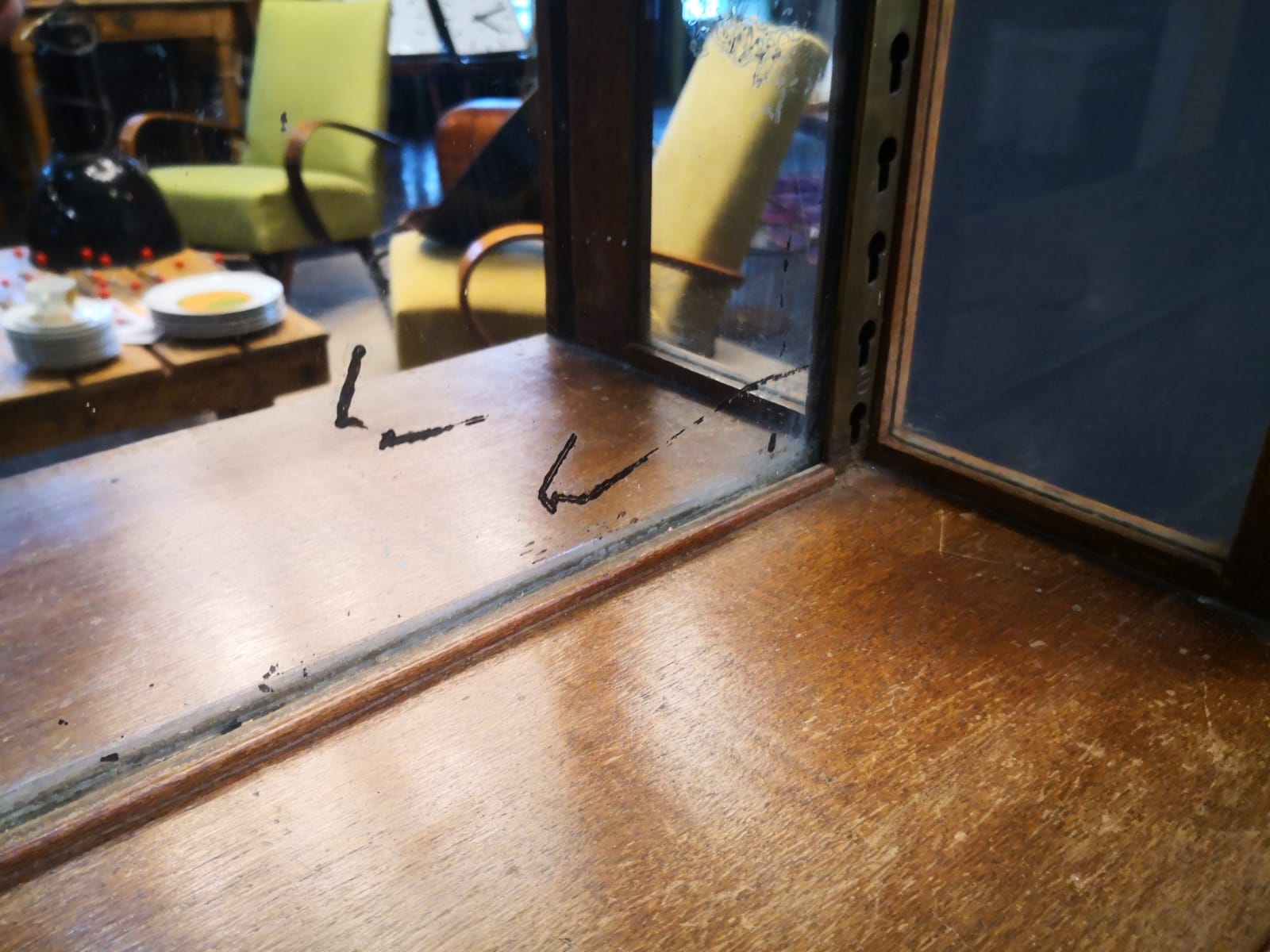 Wood and Art Deco glass showcase