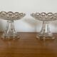Antique pair of crystal cup drageoirs with tripod fish foot, 19th century vintage