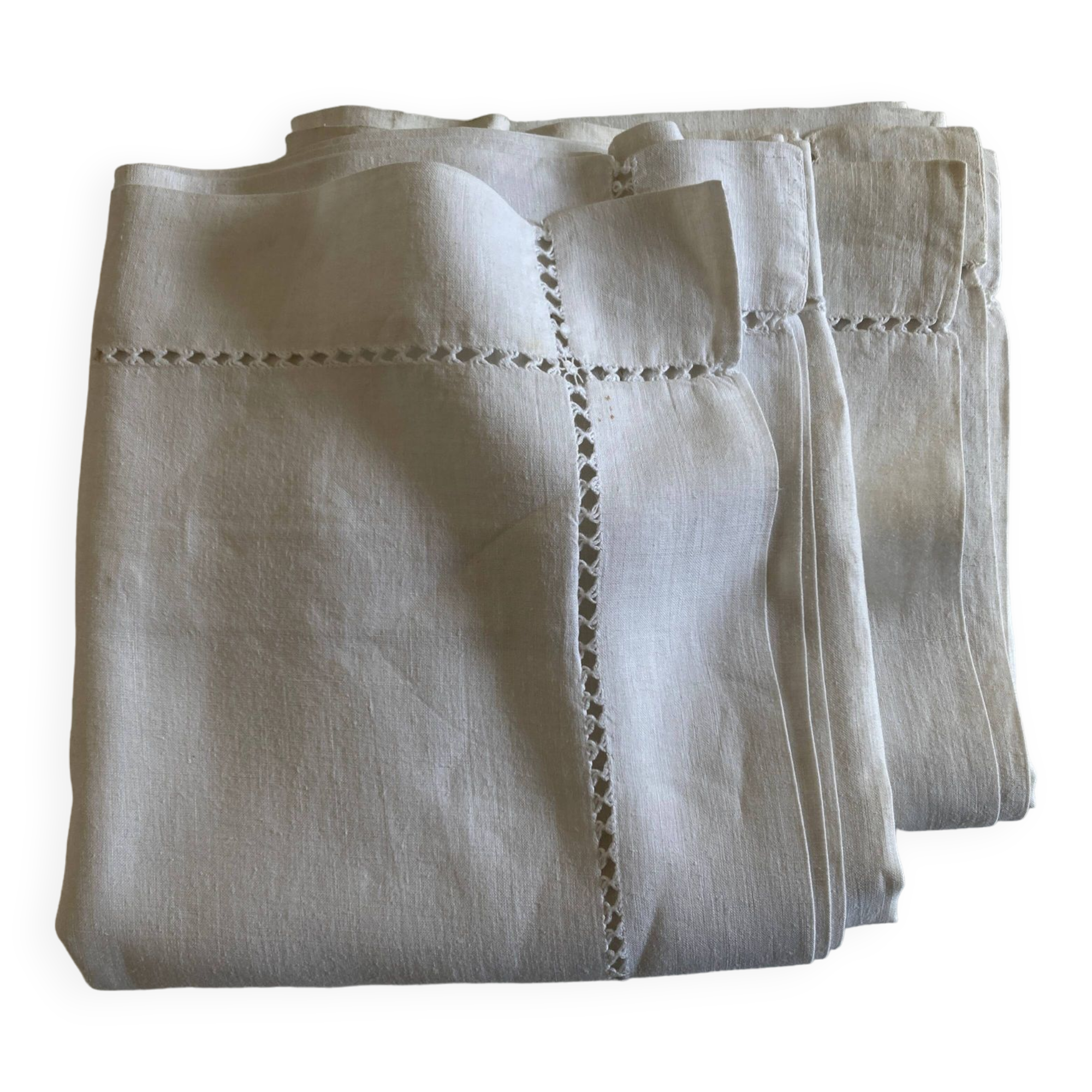 Pair of reserve linen thread pillowcases embroidered with river days without monogram