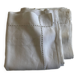 Pair of reserve linen thread pillowcases embroidered with river days without monogram