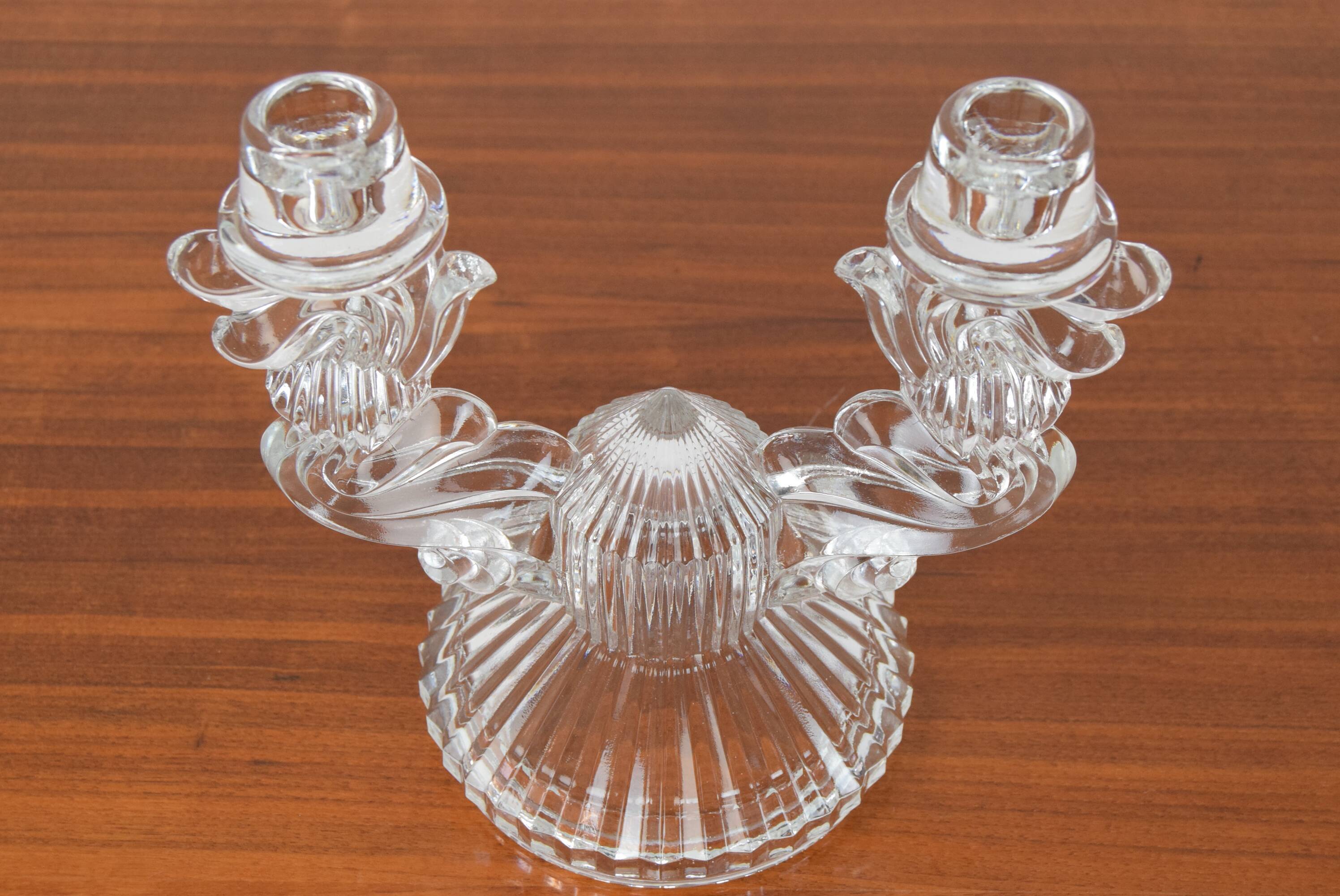 Mid-century glass candlestick/bohemia,1960's