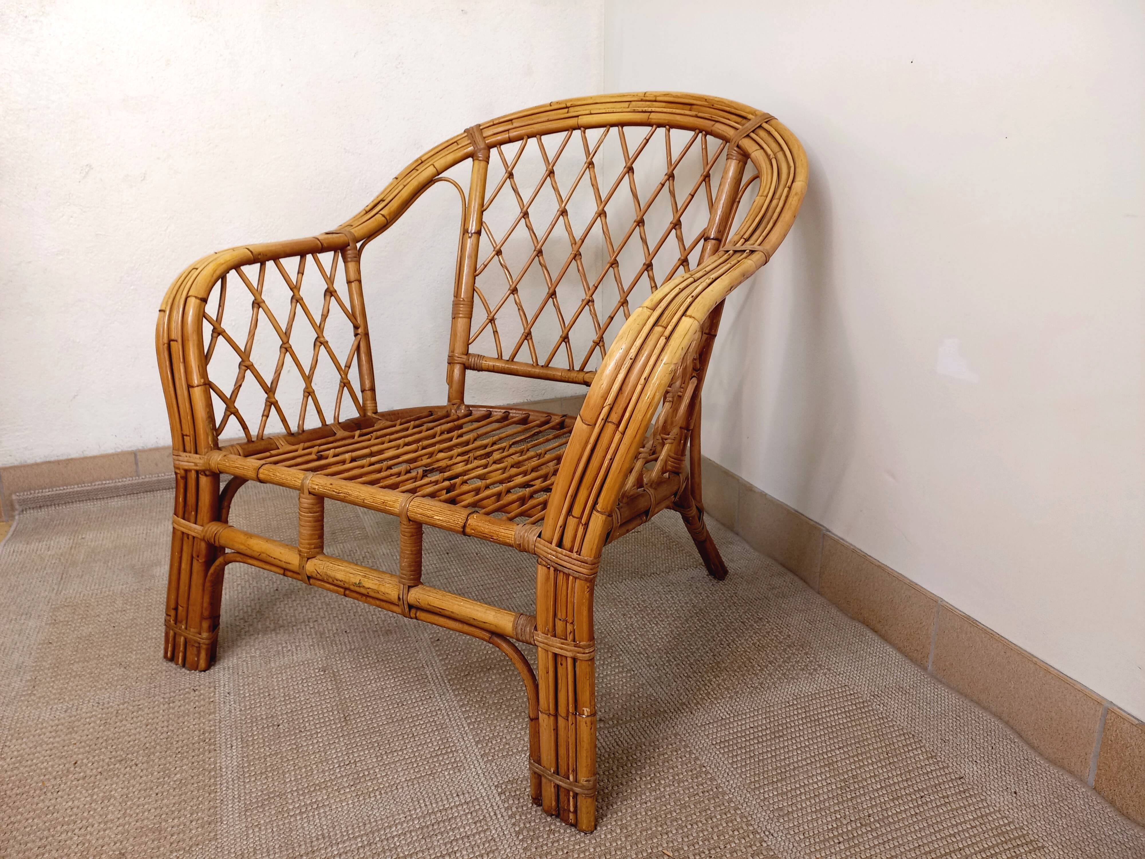 Vintage rattan armchair 60s