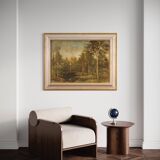 Italian painting signed and dated 1939 wooded landscape