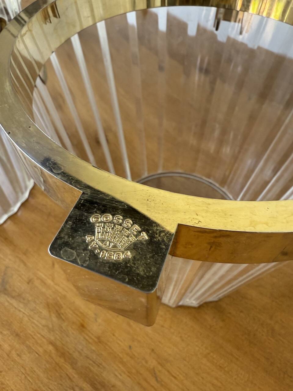3 seaux à champagne en plexiglas transparent et doré, 1970