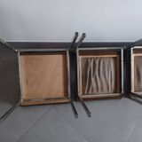 Five chairs in chromed metal and mottled fabric