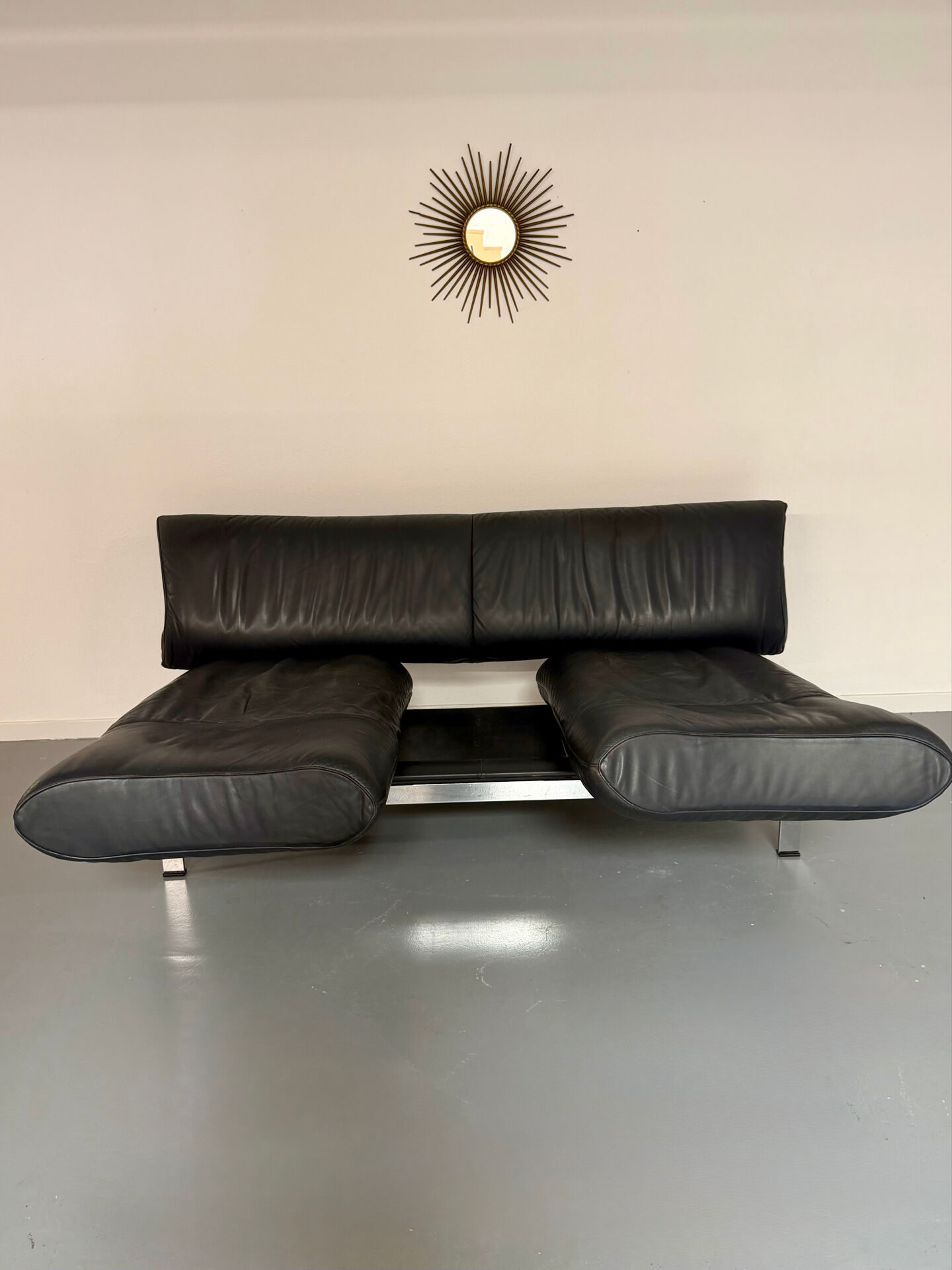 De Sede DS 140 midnight blue 3-seater vintage leather sofa 1980s design