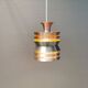 Danish/Swedish hanging lamp, in silver-coloured aluminium with orange interior paint.