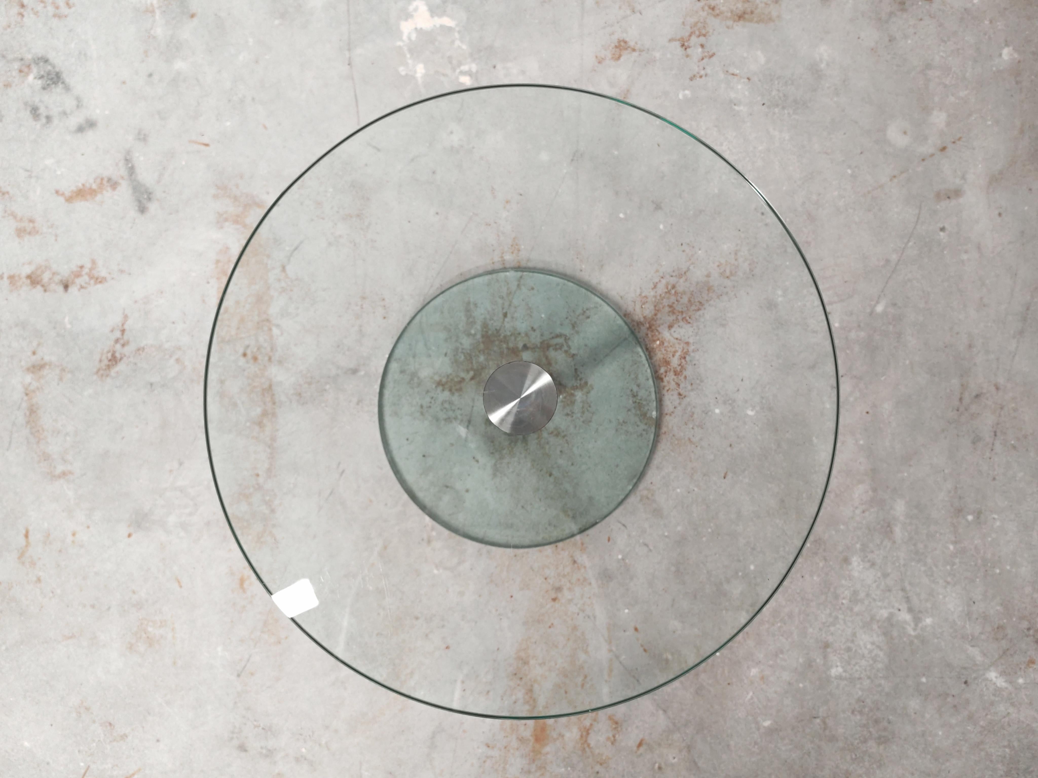 Minimalist round side table in glass by Draenert, 1983