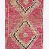 Pink & Beige Tribal Motifs Vintage Runner Rug, 63x295 Cm
