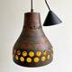 Mid Century caged glass & copper hanging lamp / pendant