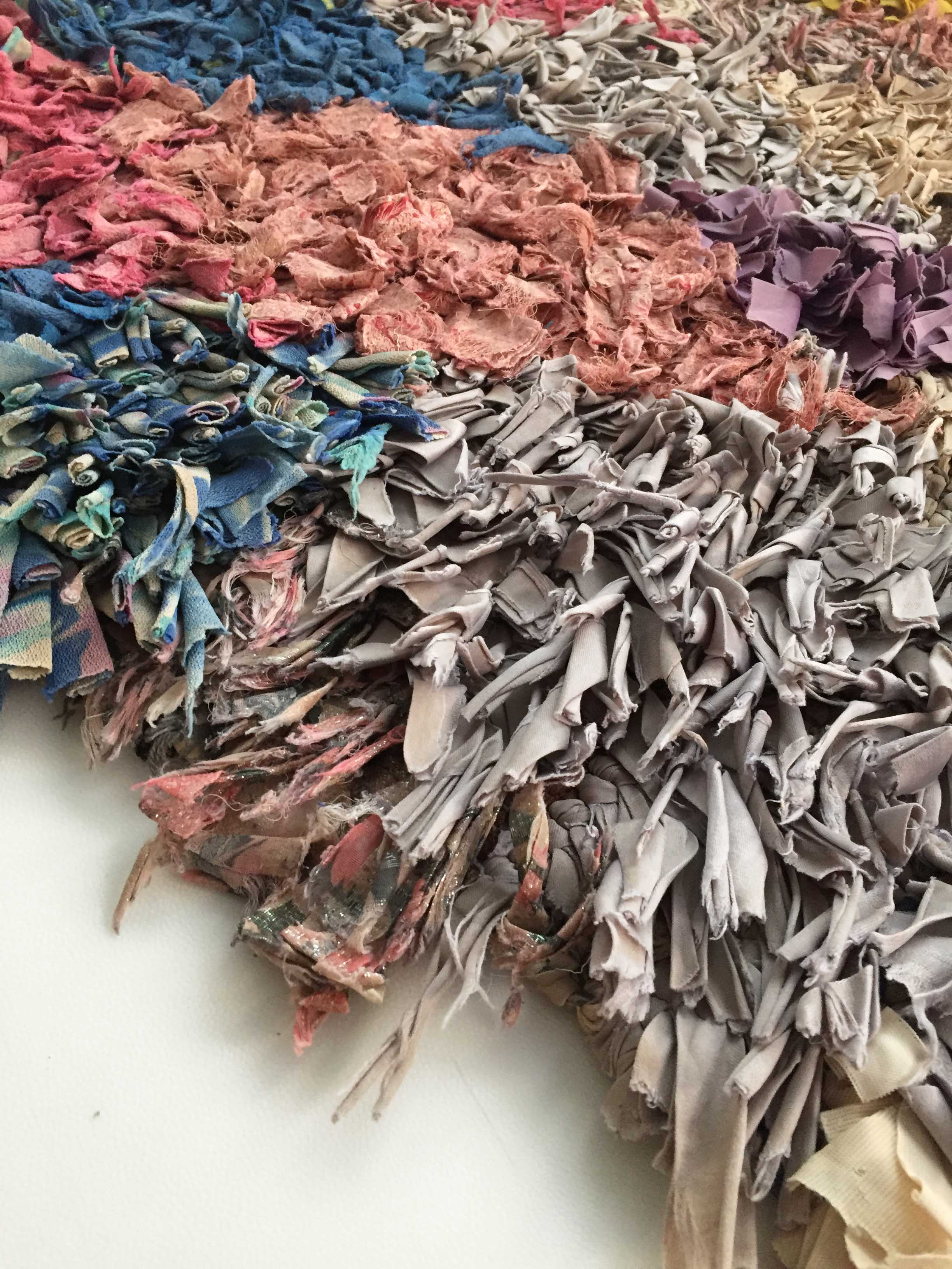 Moroccan Berber carpet Boucherouite with colored diamonds 242x110cm