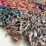 Moroccan Berber carpet Boucherouite with colored diamonds 242x110cm