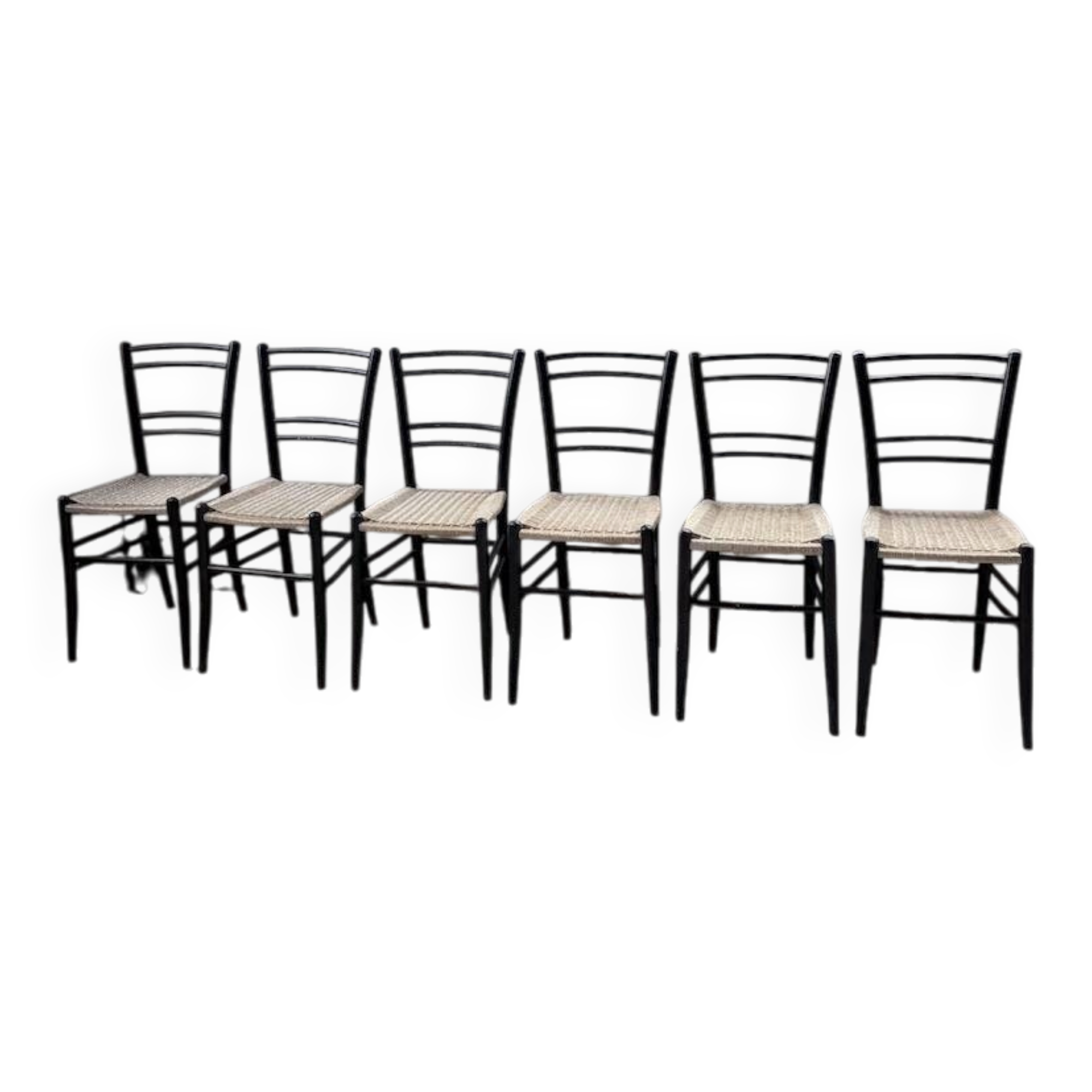Set of 6 Italian woven rope chairs