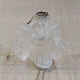 Swan neck wall light in brass, porcelain and glass paste - mid 20th century.