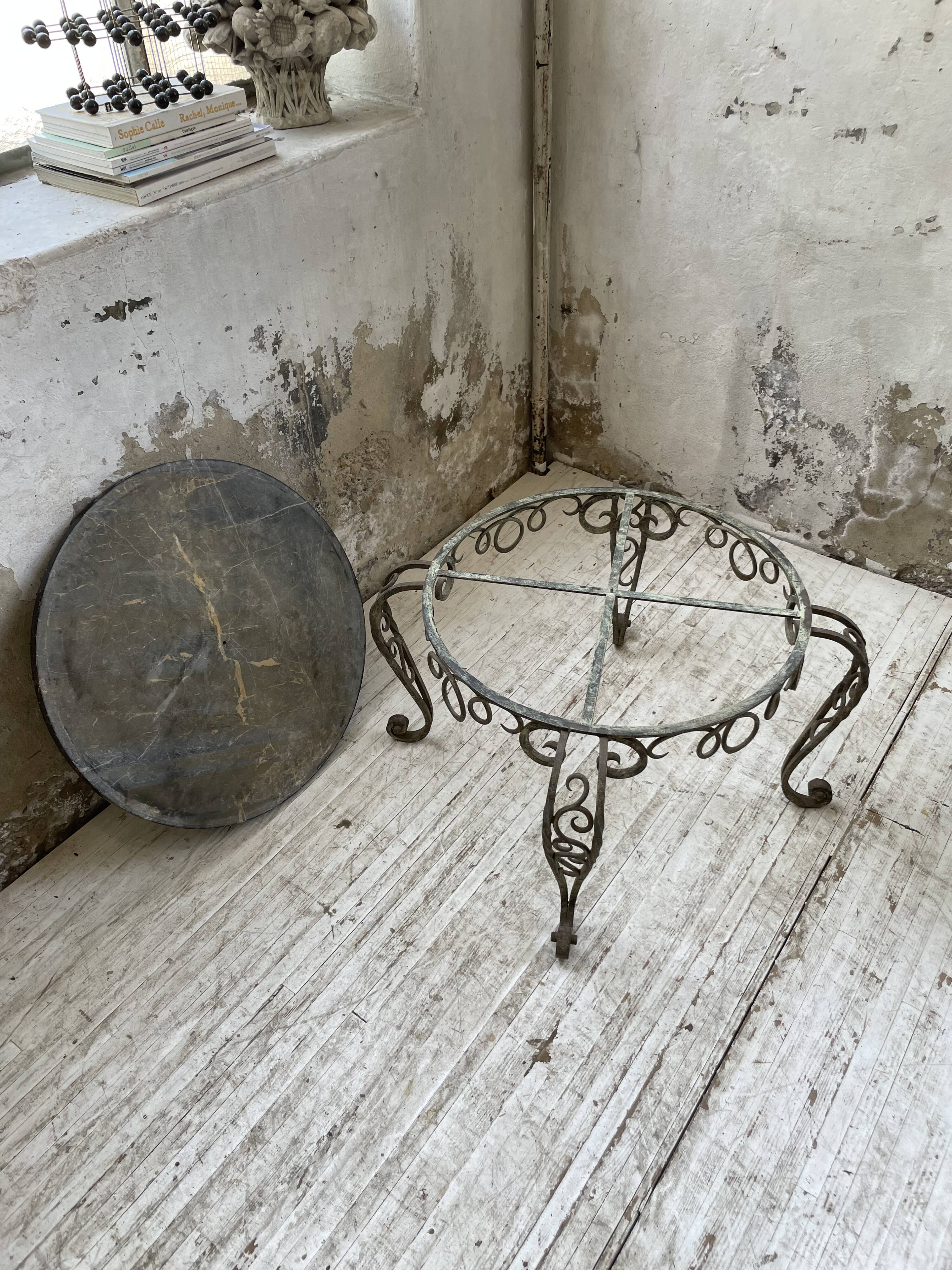 René Drouet coffee table in metal and black marble.