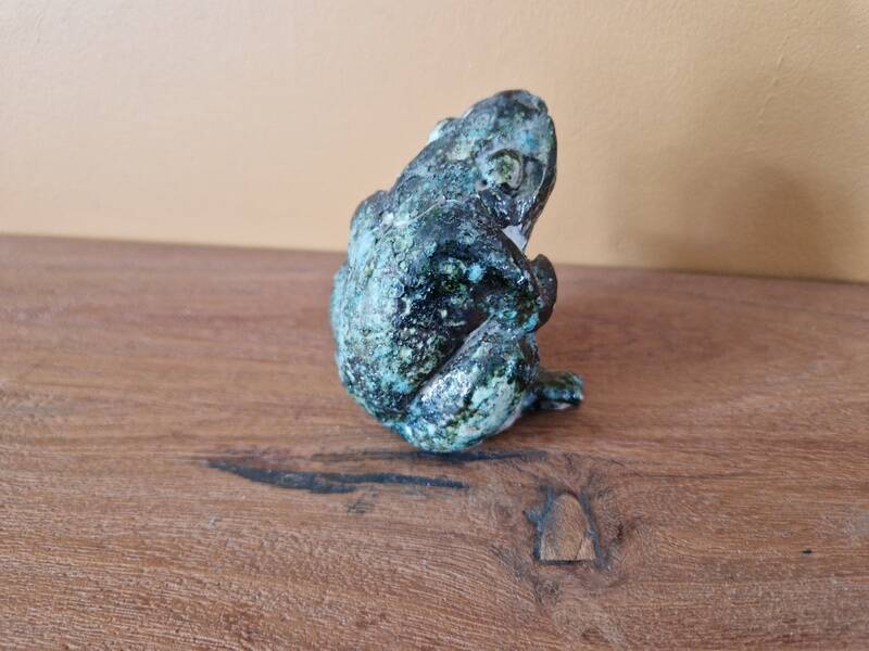 Joanna Hair (1955) Ceramic raku glazed toad or frog