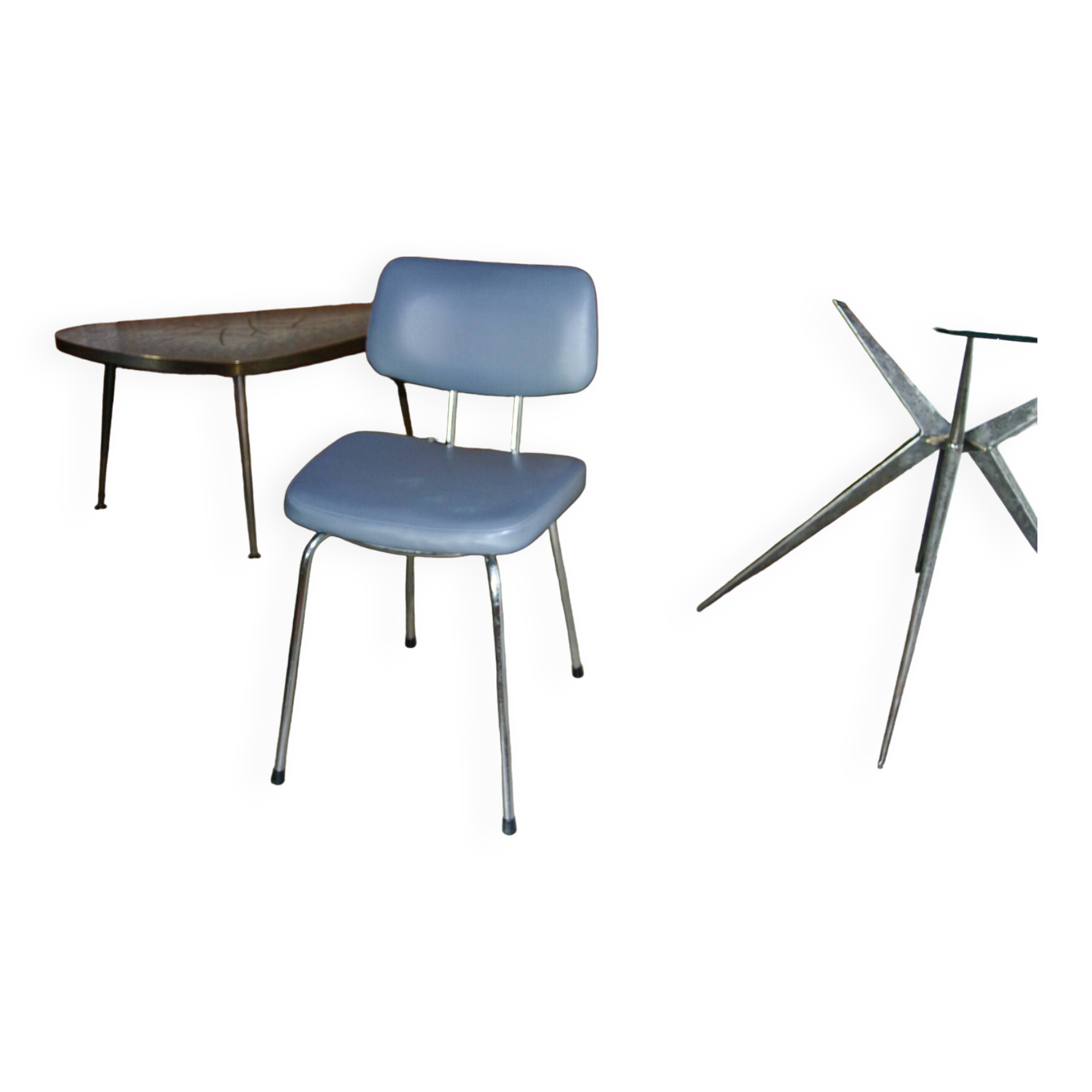 Vintage ski and chrome chair 1950