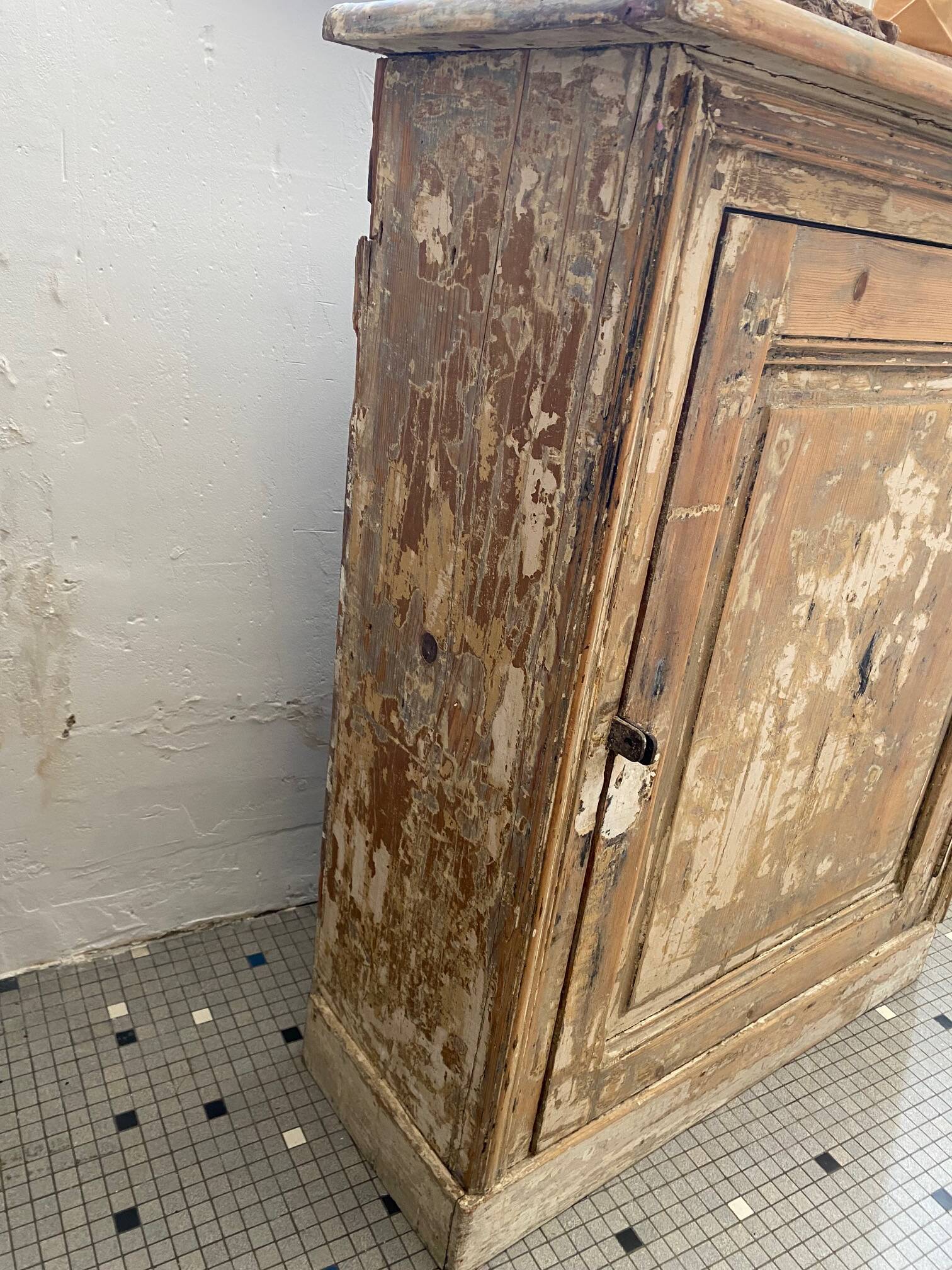 One-door stripped pine sideboard