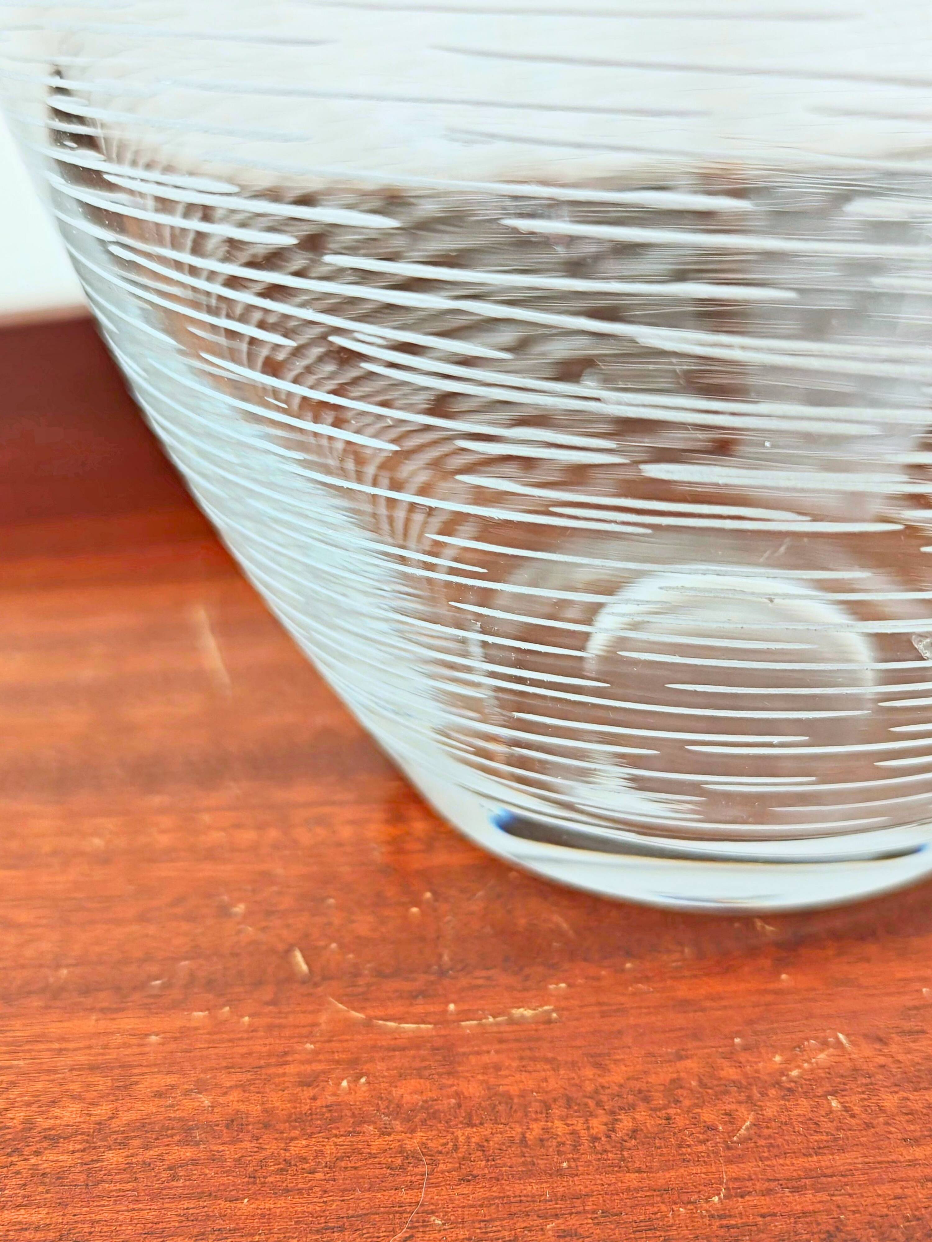 Large ribbed blown glass bottle vase - 1970s