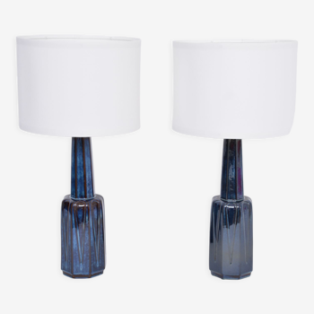 Pair of blue Mid-Century Modern Stoneware table lamps model 1033 by Soholm