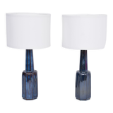 Pair of blue Mid-Century Modern Stoneware table lamps model 1033 by Soholm