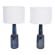 Paire de lampes de table en grès bleu Mid-Century Modern modèle 1033 par Soholm