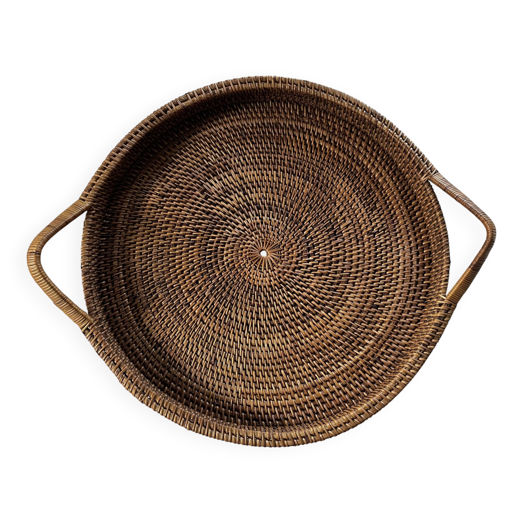 XXL woven rattan tray diameter 46 cm