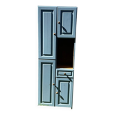 Ancien meuble de rangement, colonne en bois bleu