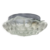 Plafonnier carré Bonalux des années 1980, en verre et métal.