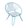 Fauteuil vintage en métal turquoise