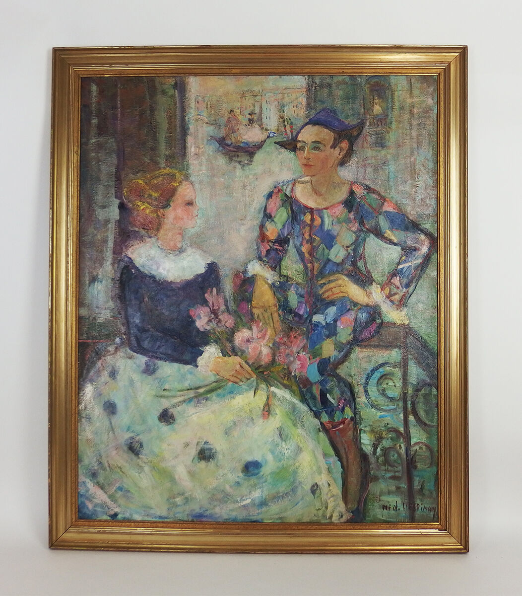 Painting “Woman and Harlequin” by Marie-Françoise de l’Espinay