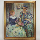 Painting “Woman and Harlequin” by Marie-Françoise de l’Espinay