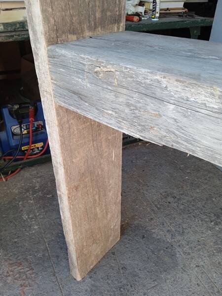 Brutalist console 148 cm old solid wood