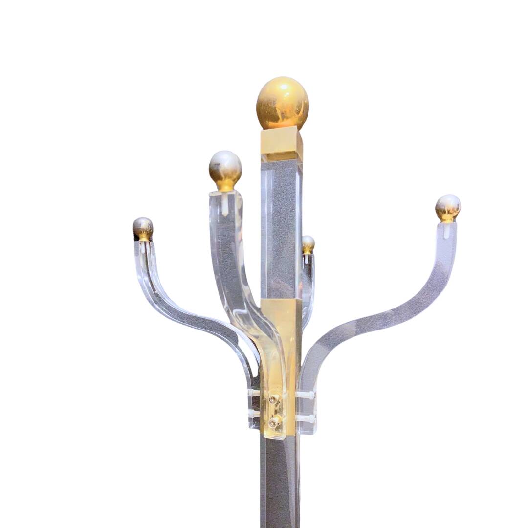 Perchero Mid-century, Metacrilato and laton dorado, 70's – Italia