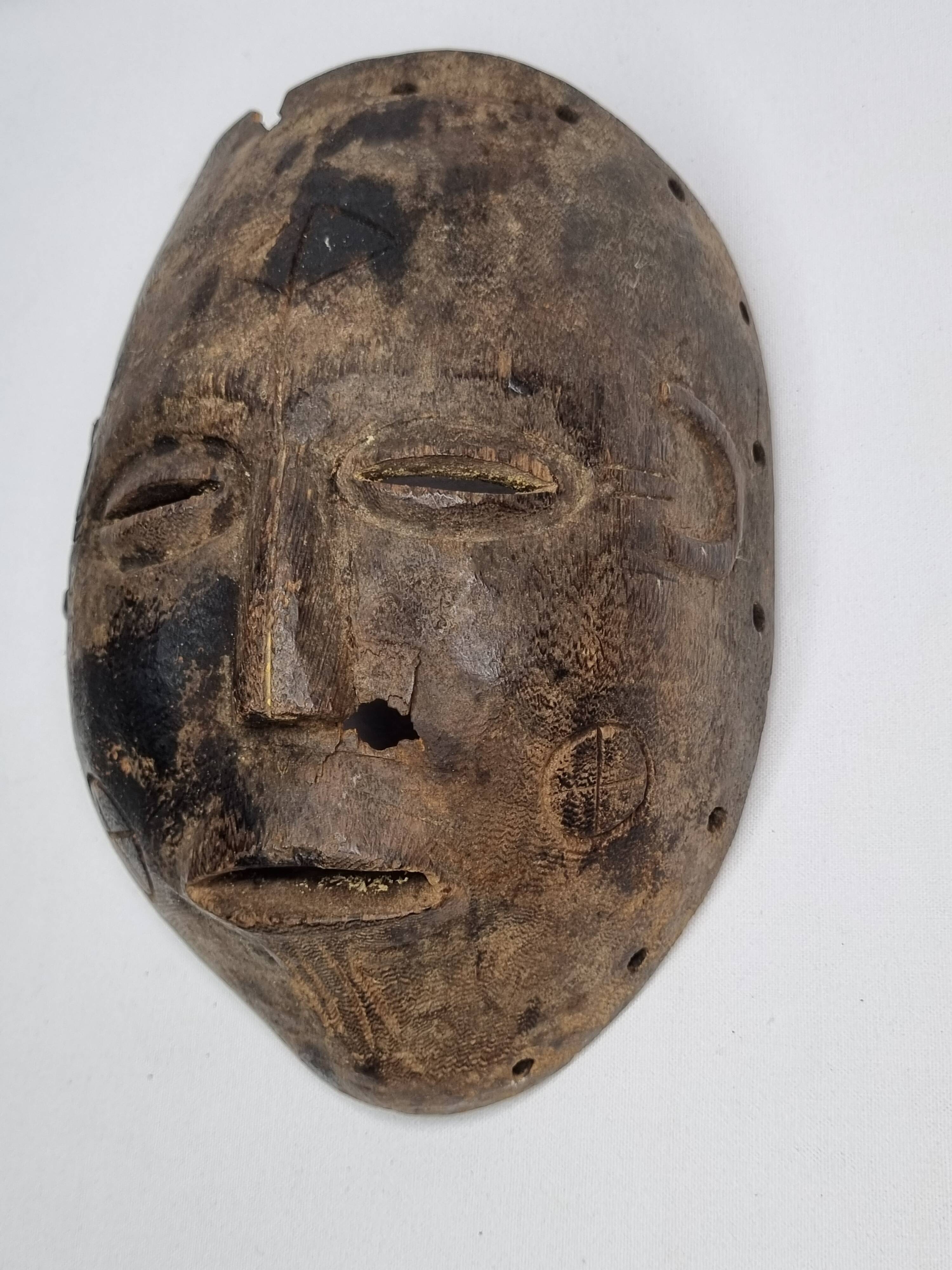 Antique carved wooden tribal mask, early-mid 20th century