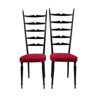 Pair of chiavarine chairs 40/50s high backrest