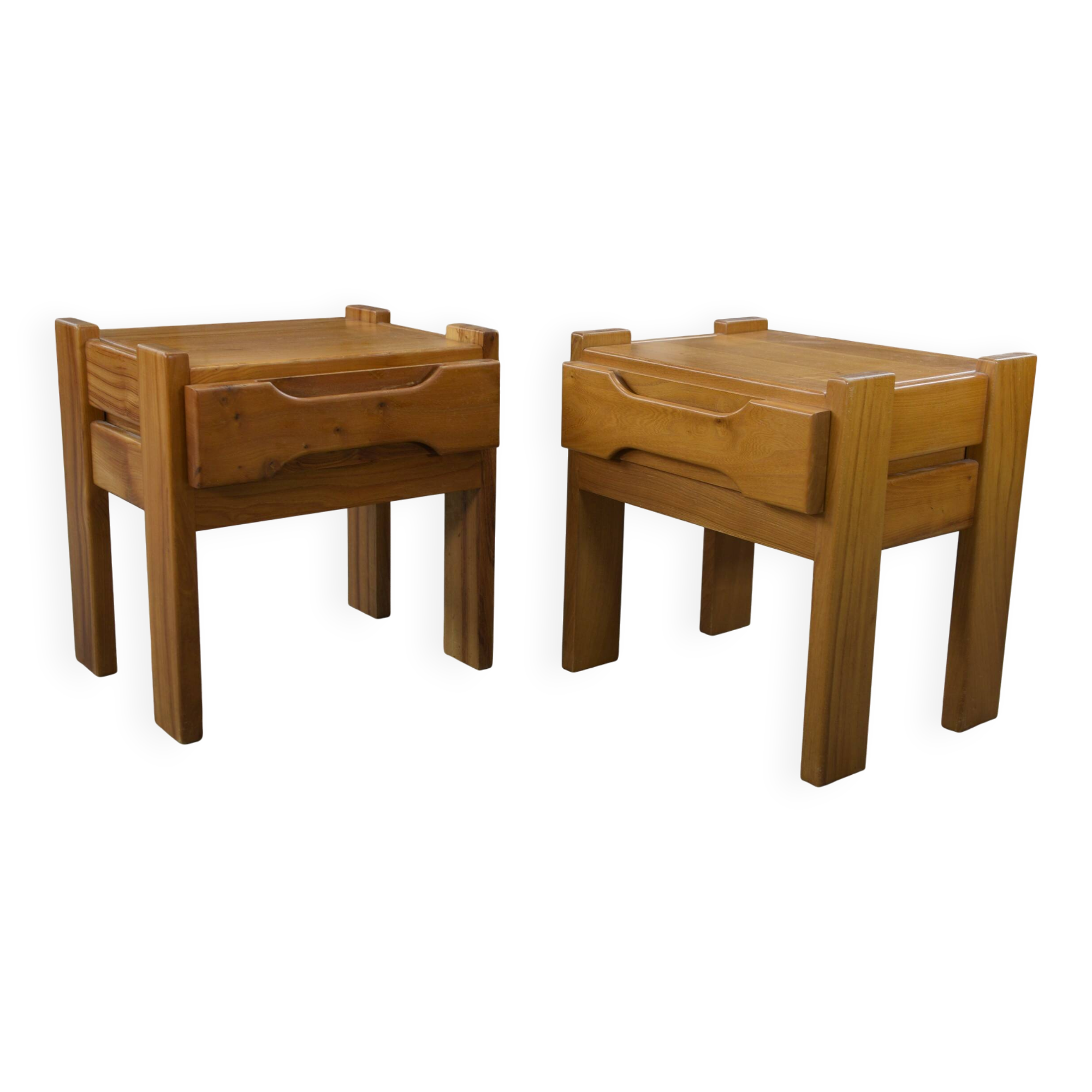 Paire de chevets en orme pour maison regain 1970's