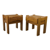 Pair of elm bedside tables for maison regain 1970s