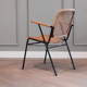 1950s chair in black metal and braided rattan