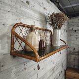 Vintage rattan wall shelf