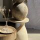 Large cream vase with double spiral handles in antique style, made of terracotta, H42 D3.