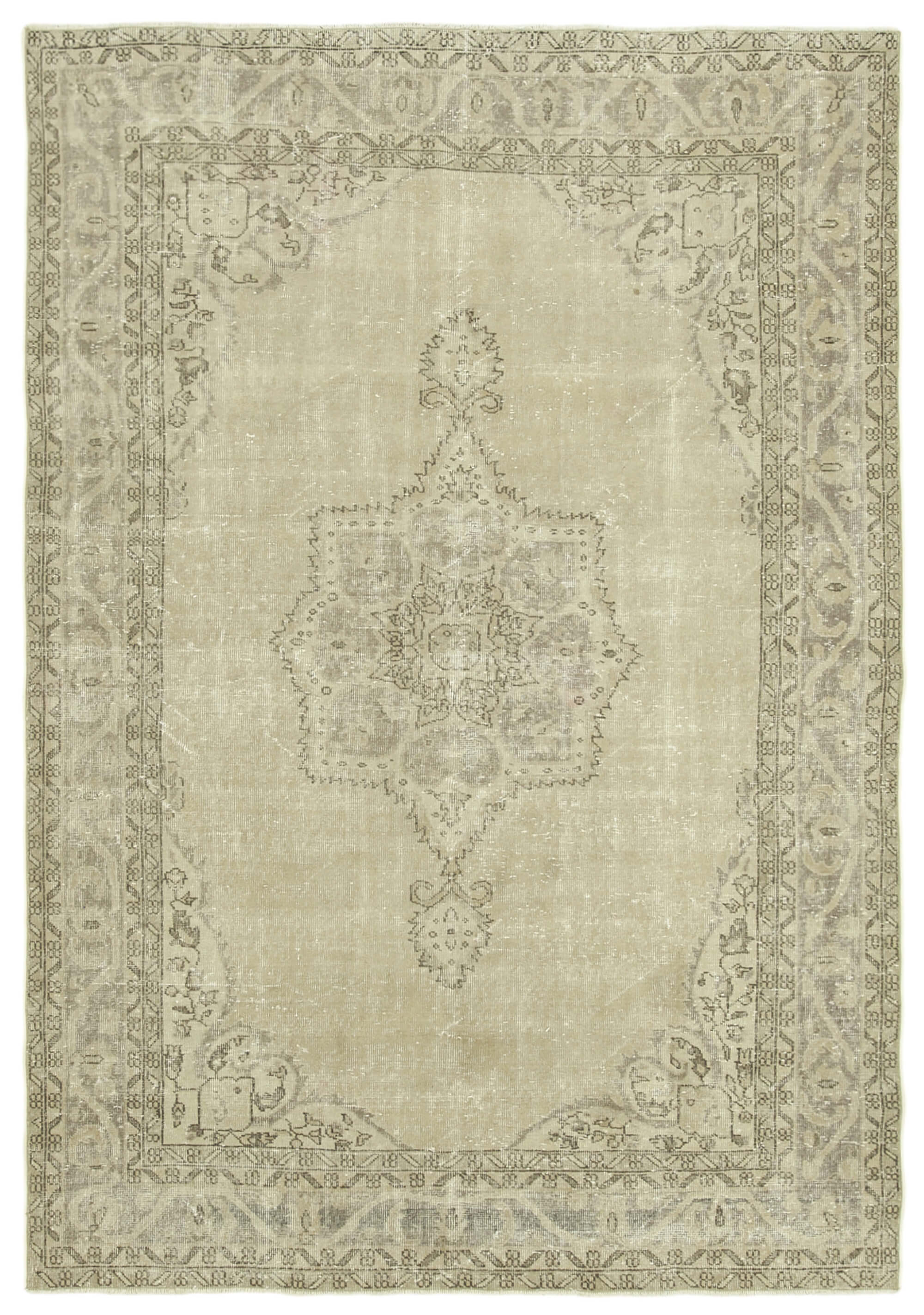 handwoven vintage anatolian beige carpet 194 cm x 278 cm